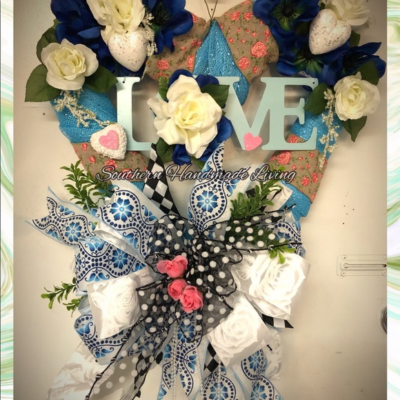 Rustic Blue Heart Wreath - Picture 2 of 2